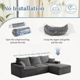 thumbnail image 2 of Modern Grey Corduroy L-Shaped Sectional Sofa 110cm with Full-Compression Technology, 2 of 12