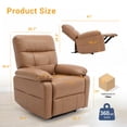 thumbnail image 4 of INNOVAR Recliner Sofa for Adults, Power Swivel Reclining Chair, Oversized Electric Recliners Overstuffed Rocker Chair W/Storage Pockets, USB and Type-C Ports for  Living Room,Tech Fabric,Light Brown, 4 of 12