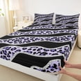 thumbnail image 3 of Homewish Chic Purple Polkadots Twin Sheet Sets, Leopard Cheetah Print Twin Fitted Sheet, Modern Fashion Style Flat Sheet, Ultra Soft Bedroom Decor, 3 Pieces, 3 of 7