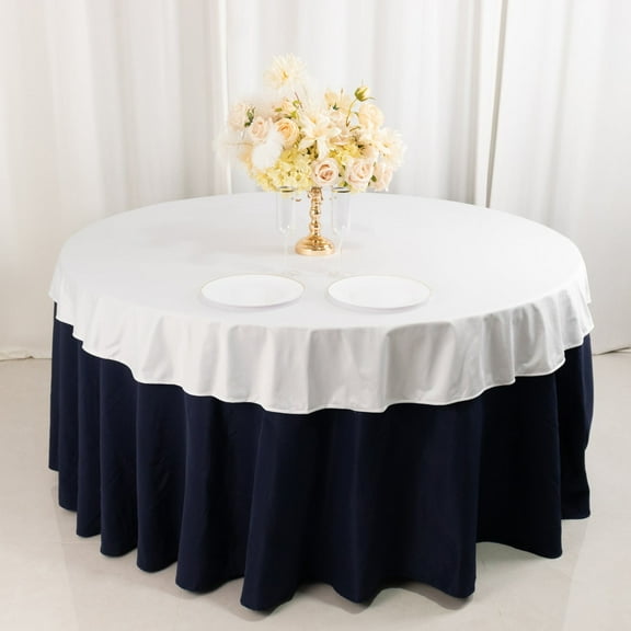 BalsaCircle 70 in White Round Premium Scuba Tablecloth Party Linens Events Decorations Supplies