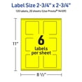 thumbnail image 6 of Avery Printable Square Labels, Neon Yellow, 2.75" x 2.75", 120ct, 6 of 11