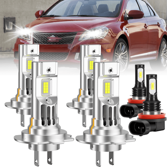ROADSUN For Suzuki Kizashi 2010 2011 2013 LED Headlight Bulbs 6000K 6X LED Headlight High Low Fog Light Bulbs Combo