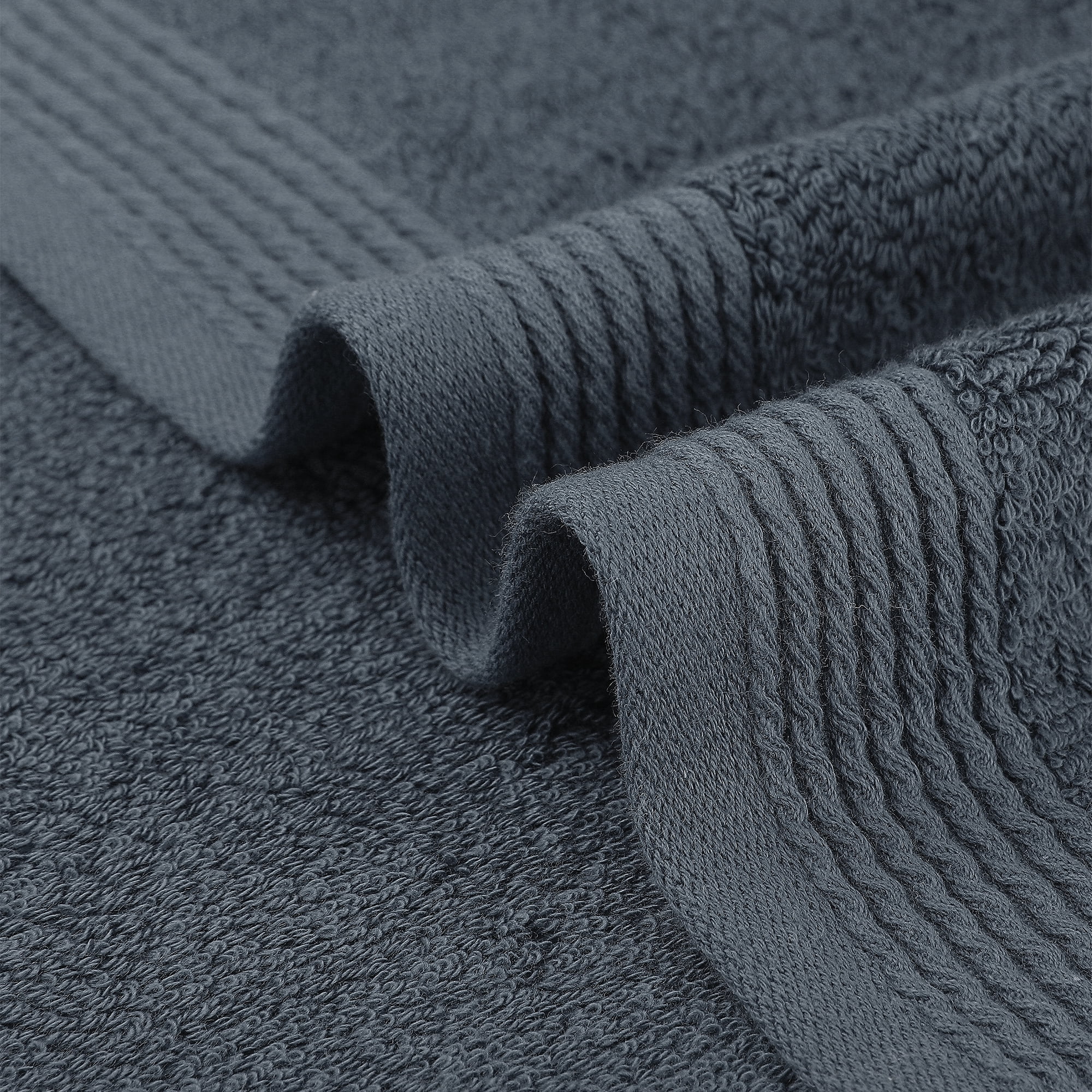 Unique Bargains Cotton Striped 2 Pc Hand Towel Highly Absorbent Dark Grey