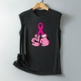 thumbnail image 4 of Lolmot Breast Cancer Shirts Womens Tank Tops Casual Crew Neck Pink Ribbon Boxing Gloves Graphic Tees Loose Fit Sleeveless T Shirts on Clearance, 4 of 5