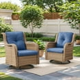 thumbnail image 6 of Gymojoy Outdoor Yellow Wicker Rattan Outdoor Patio 360° Swivel Rocking Glider Chair Set of 4 with High Back and Thick Cushions for Garden, Poolside, Backyard, 6 of 8
