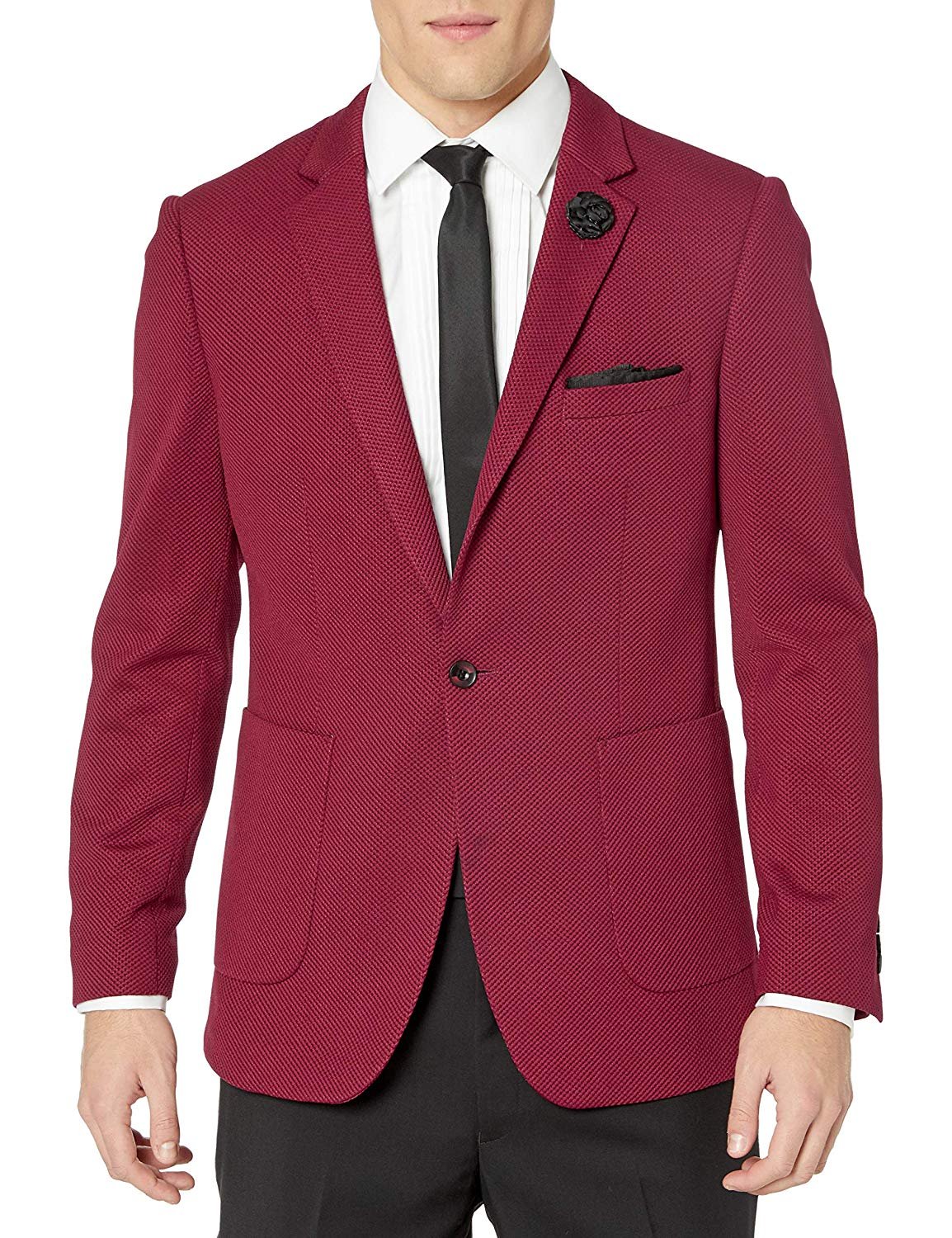 Azaro Uomo Mens Knit Casual Blazer Jacket Black White Maroon Navy Fashion