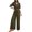 C288 Green, variant on Womens Jumpsuits Spring Summer Solid Color V Neck Short Sleeve Loose Fit Breathable Bodysuits Blue Size S