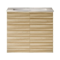 Cascade 24" Wall-Mounted Bathroom Vanity in Natural Oak with 3-Hole Centerset Sink Top
