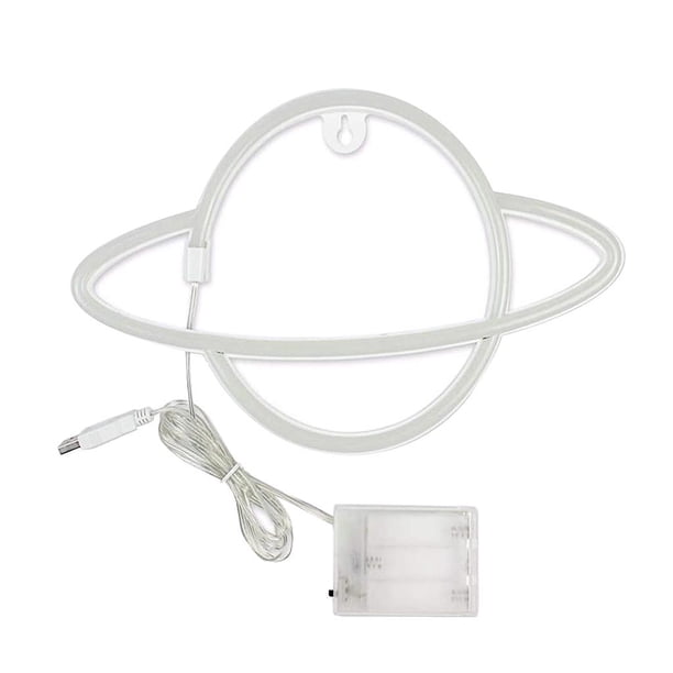 Letrero de neón estético con forma de planeta, luz decorativa de pared, luz de noche para dormitorio