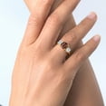 thumbnail image 5 of Gem Stone King 18K Yellow Gold Plated Silver Red Tiger Eye and White Moissanite 3 Stone Engagement Ring for Women (3.00 Cttw, Gemstone, Cushion 8MM, Size 7), 5 of 5