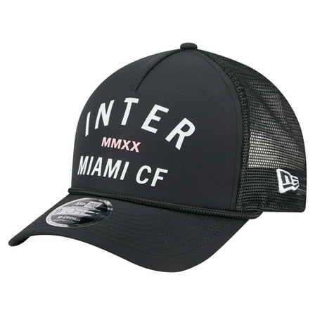Men's-New Era  Black Inter Miami CF Minimalist A-Frame 9FORTY Adjustable Hat