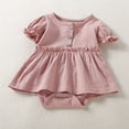 thumbnail image 2 of Fortune Romper Dress for Newborn Baby Girl Short Sleeve Button Jumpsuit Summer Infant Solid Color Playsuit, 2 of 9