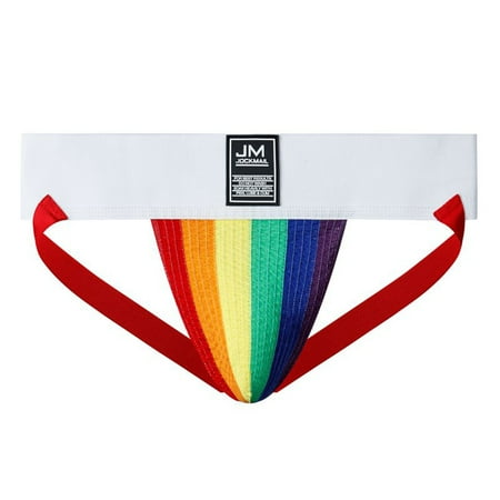 

KEJIG Stylish Men s Sexy Underwear Sports Fitness Wide Belt Rainbow Color Double Thong