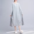 thumbnail image 3 of Vestido Irfora Vestido suelto para mujer, vestido de sudadera, manga larga, cuello redondo a cuadros, vestido informal de gran tamaño para vacaciones Irfora Vestido, 3 of 5