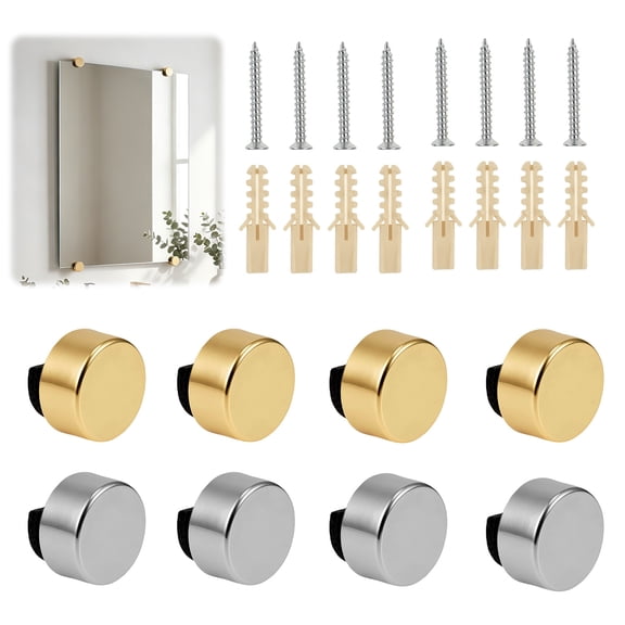8Pcs Mirror Clips 3- 6 mm Thick Glass Wall-Mounted Mirror Hanger Gold Silver Pure Mirror Mounting Clips for Wall Bathroom Dresser