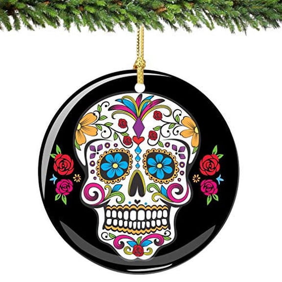 City-Souvenirs Sugar Skull Christmas Ornament Porcelain Double Sided