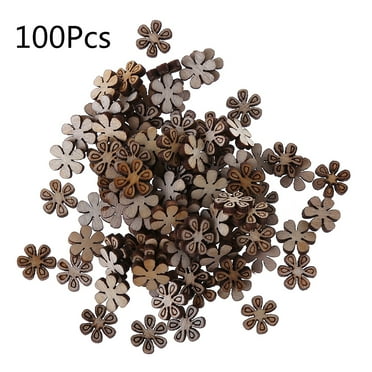 100pcs Wooden Flower Shape Painting Scrapbooking Embellishments Craft Handmade Home Decoration Accessories DIY