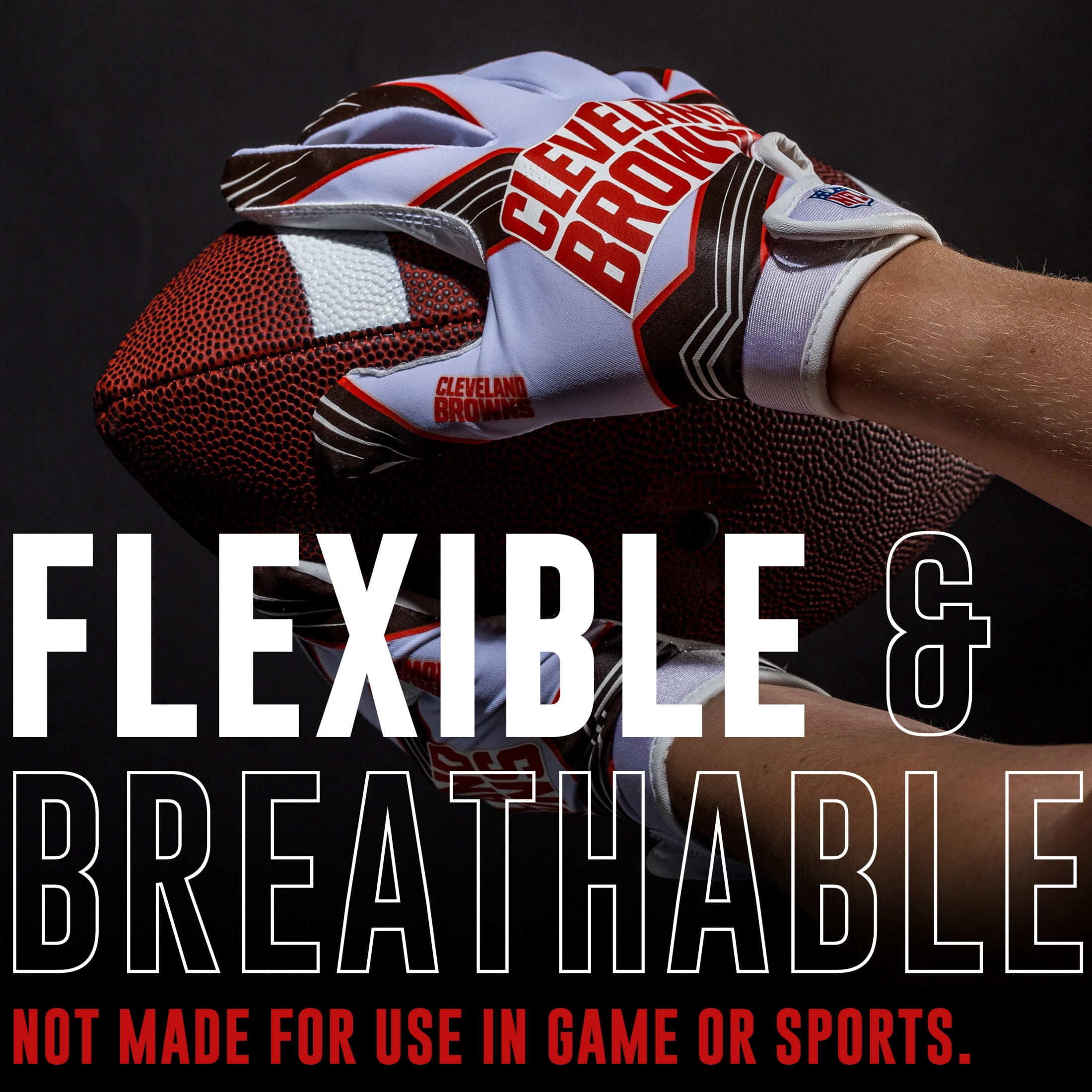 Franklin Sports Cleveland Browns Youth NFL Football Receiver Gloves - Official NFL Team Logos - Kids Football Gear + Accessories - Youth XS/S Pair
