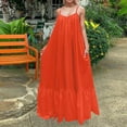 thumbnail image 3 of Vestido largo informal de verano para mujer, liso, con tirantes anchos y espalda descubierta y bolsillos, largo hasta el suelo, 3 of 5