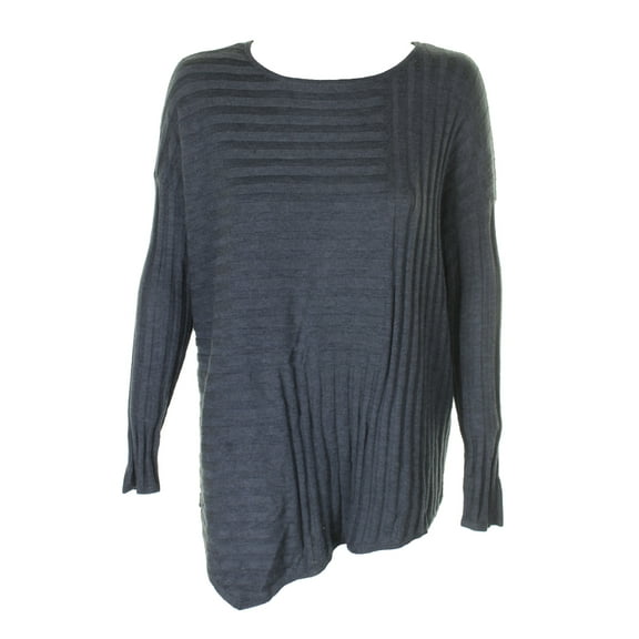 Inc International Concepts Womens Blue Asymmetrical Ribbed Boat Neck Sweater XS