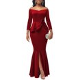 thumbnail image 6 of Bodycon Long Sleeve Dresses for Women Formal Off Shoulder Sexy Split Party Mermaid Dress with Zippe, 6 of 7