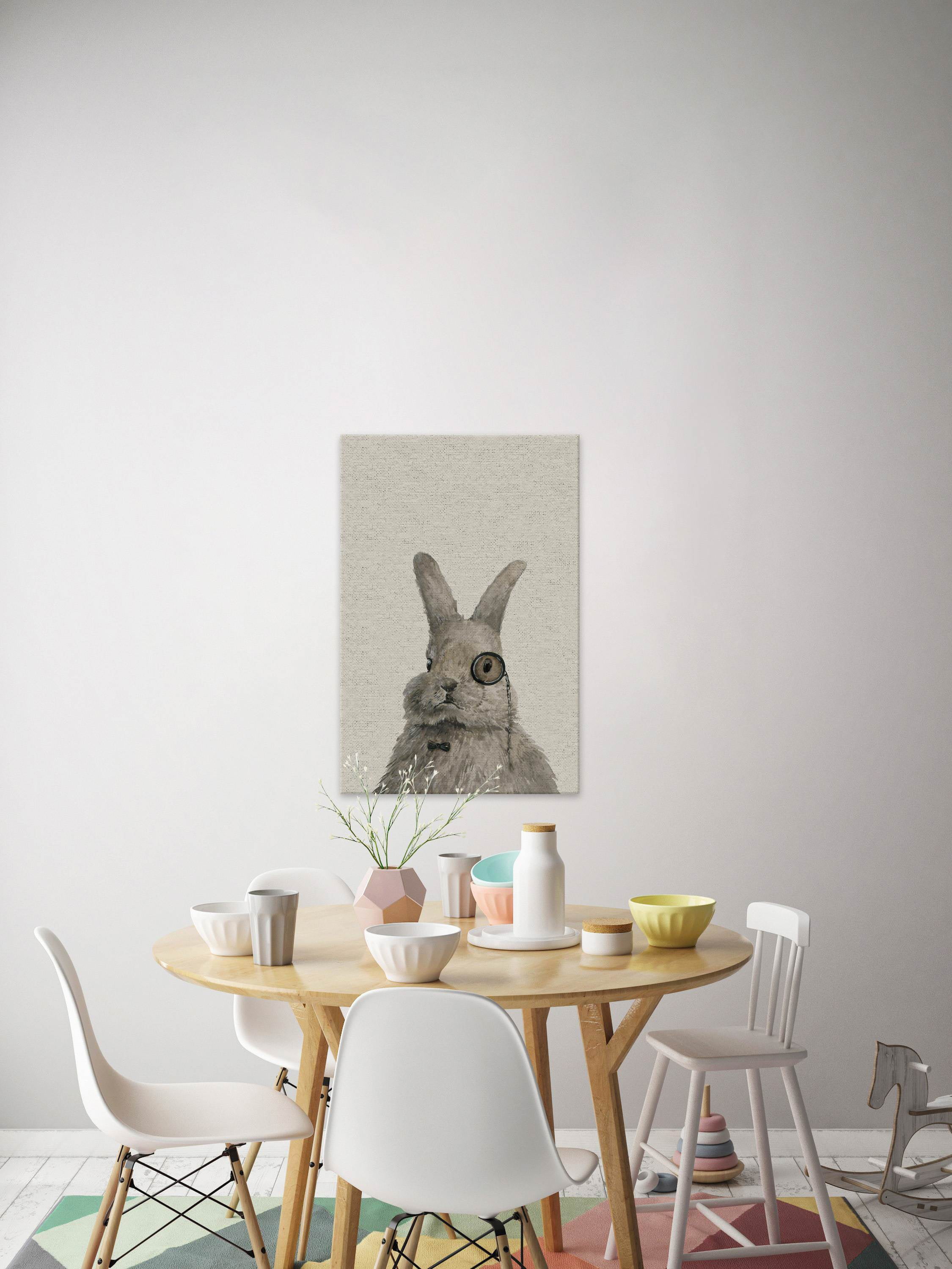 Bunny the Librarian Painting Print on Wrapped Canvas