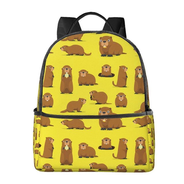 Groundhogs Marmot Cartoon Pattern Backpack,Large Capacity Travel Backpack,Laptop Backpack,Water Resistant Backpack For Women Men