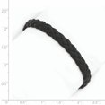thumbnail image 2 of 925 Sterling Silver 8mm Rhodium-plated Black Braided Leather Bracelet, 2 of 5