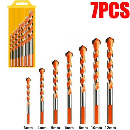 

Concrete and Masonry Drill Bit Set Professional Drill Bit Set (7 Pieces) for Glass/Brick/Plastic/Cement/Wood/Tile/Etc Industrial Strength Carbide Drill Bit Tip
