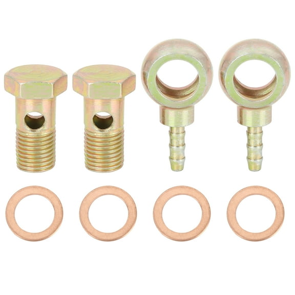 2 Sets 14mm Banjo Hose Barb Bolt Fittings Banjo Bolt Washer Bronze Tone for Motorcycle Car