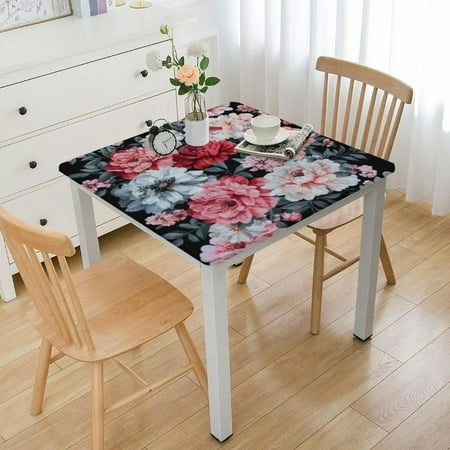 

Pink Rose Square Table Cloth Waterproof Tablecloth Washable Tablecloths Picnic Small Table Cloths for Parties Party Table Cover for Outdoors Tabletop Decor