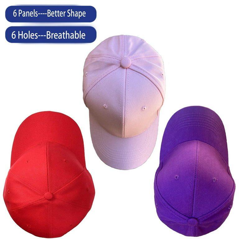 One Flex Solid Cotton Adjustable of Polo-Style 100% Structured Cap, Size Plain 3, Fit Women Hat Baseball Hats, Set