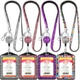 thumbnail image 2 of YUANOU Rhinestone Badge Holder ID Lanyard Bling Crystal Necklace Strap Badge Card Holder Retractable Hanging Rope Work Card Case(Multicolor)Horizontal card, 2 of 7