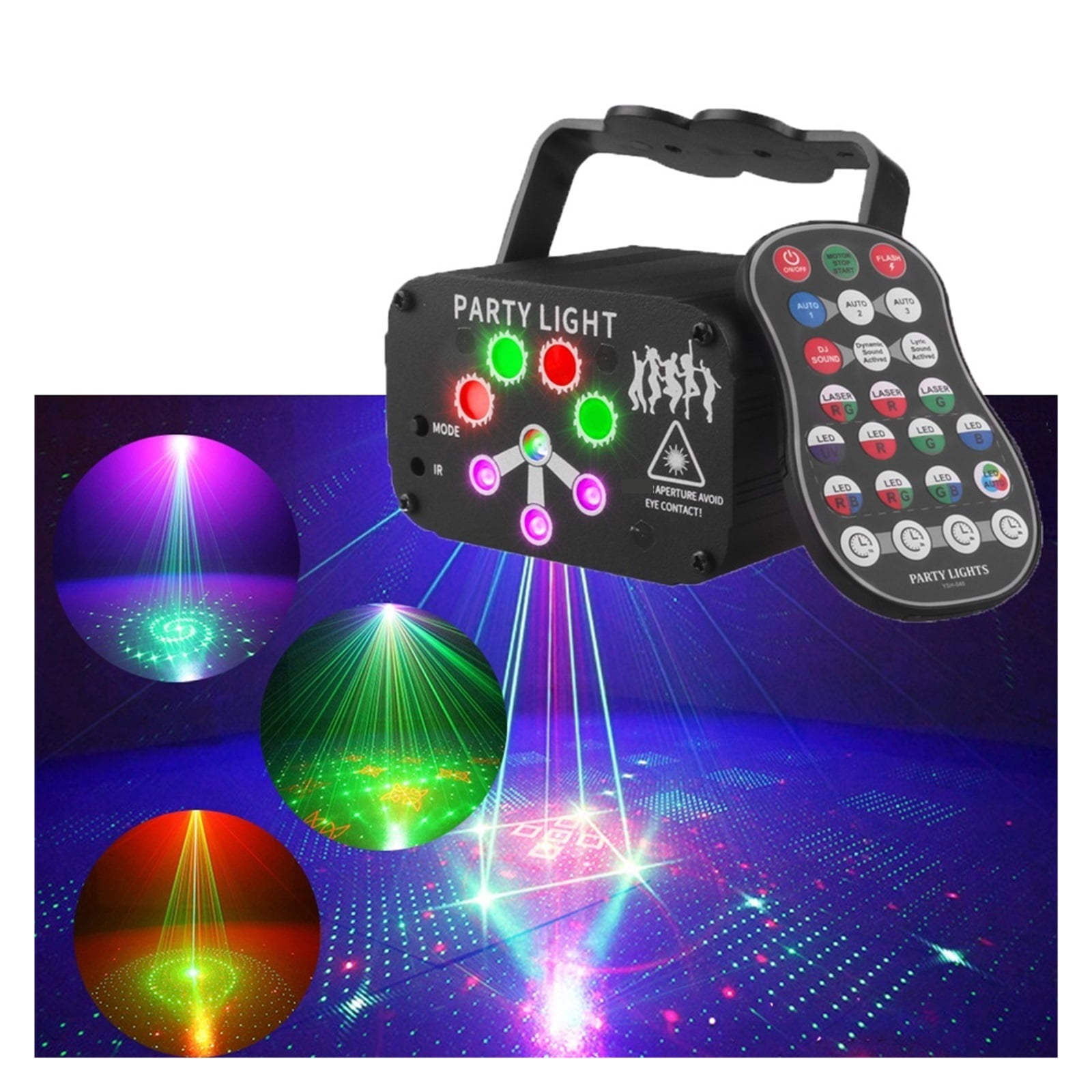 RGB Mini DJ Disco Light Projector USB Rechargeable LED UV Sound Strobe Stage Effect Wedding Xmas Holiday Party Lamp