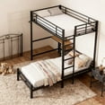 thumbnail image 3 of YDSM Twin Over Twin Size with Desk Station L-Shaped Metal Bunk Bed Storage Shelves and Drawers Loft Beds, 3 of 6