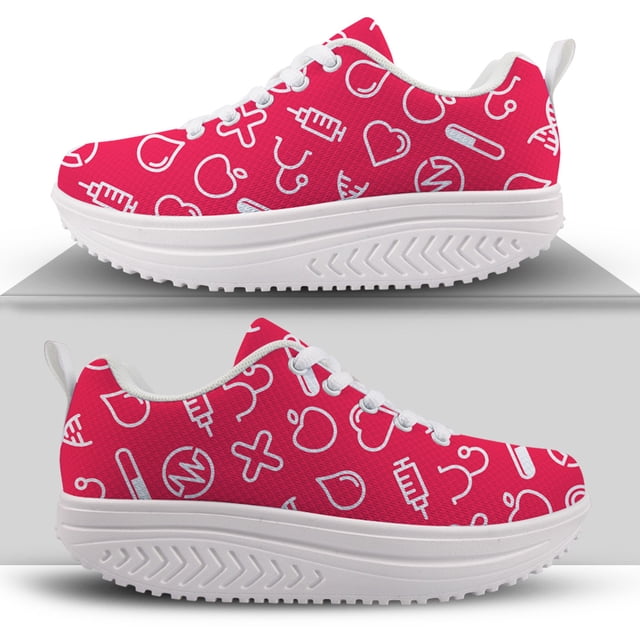Zapatillas de deporte con bonitos dibujos de enfermeras para mujer, zapatillas de deporte de malla transpirables con plataforma y cordones,