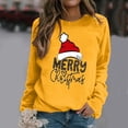 thumbnail image 2 of Fiaer Merry Christmas Sweatshirts for Women Santa Hat Plus Size Pullover Baggy Long Sleeve Trendy Crew Neck Tops Yellow S, 2 of 4