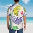 thumbnail image 6 of Easygdp Cute Chameleons Men's Hawaiian Shirts Print Lapel Short Sleeve for Beach, vacation, party, casual occasions - Large, 6 of 9