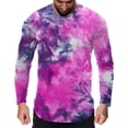 thumbnail image 1 of Autumn T Shirts for Man Round Neck Long Sleeve Tops Tie Dye Print Fall Blouses, 1 of 5