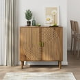 thumbnail image 6 of Semiocthome Kitchen Sideboard Buffet Cabinet with Adjustable Shelf, Line Groove Door, Walnut Finish, Set of 2, 6 of 9