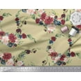 thumbnail image 2 of Soimoi Beige Poly Georgette Fabric Ranunculus & Penoy Floral Print Printed Fabric 1 Yard 52 Inch Wide, 2 of 3