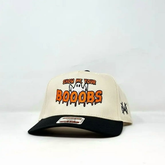 Show Me Embroidered Trucker Hat, Ghost Themed Snapback Baseball Cap with Embroidery, Adjustable Cap for Men and Women, Perfect for Halloween, Parties, Festivals and Everyday Wear