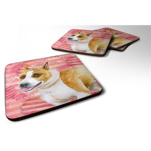 American Staffordshire Love Foam Coaster - Set of 4