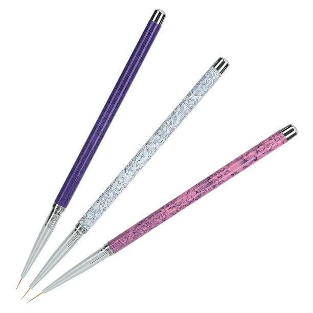 Nail Art Liner, Elasticidad Moderada, De Mármol, aleación+pelo De Nailon, Hermoso Y Encantador Pincel Para Pintar Uñas, 3 Piezas Para Salones De Uñas Profesionales
