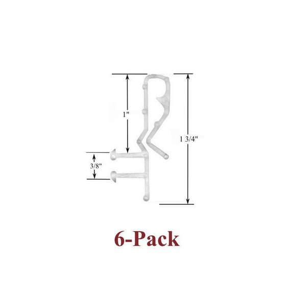 1 3/4" Hidden Channel CLEAR VALANCE RETAINER CLIPS (6-Pack)