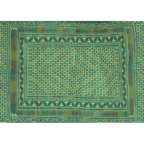 Ahgly Company Indoor Rectangle Southwestern Turquoise Blue Country Area Rugs, 2' x 3'