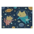 thumbnail image 3 of Space Cutting Board, Cartoon Dog and Cat Floating Among the Stars Animal Astronauts Exploring Universe, Decorative Tempered Glass Cutting and Serving Board, Small Size, Multicolor, by Ambesonne, 3 of 5