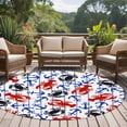 thumbnail image 4 of Coastal Crabs Round Area Rug 5Ft Washable Circle Rugs for Living Room Bedroom, Blue Red Nautical Anchor Lobster Marine Life Non-Slip Carpet Floor Mats Indoor Outdoor Carpet Runner Home Decor, 4 of 8