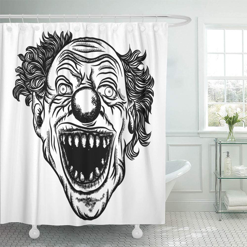 Ksadk Scary Clown Head Of Circus Horror, Scary Clown Shower Curtains