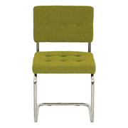 Breuer Chair Company Aurora Cushion Seat & Cushion Back Bauhaus Cantilever Side Chair w/ Chrome-Plated Steel Frame & Grisu 801 Green Fabric